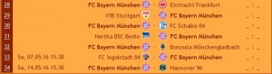 Die Bayern-Gegner ab dem 28. Spieltag: Profiteure einer erneuten frühzeitigen Meisterschaft?